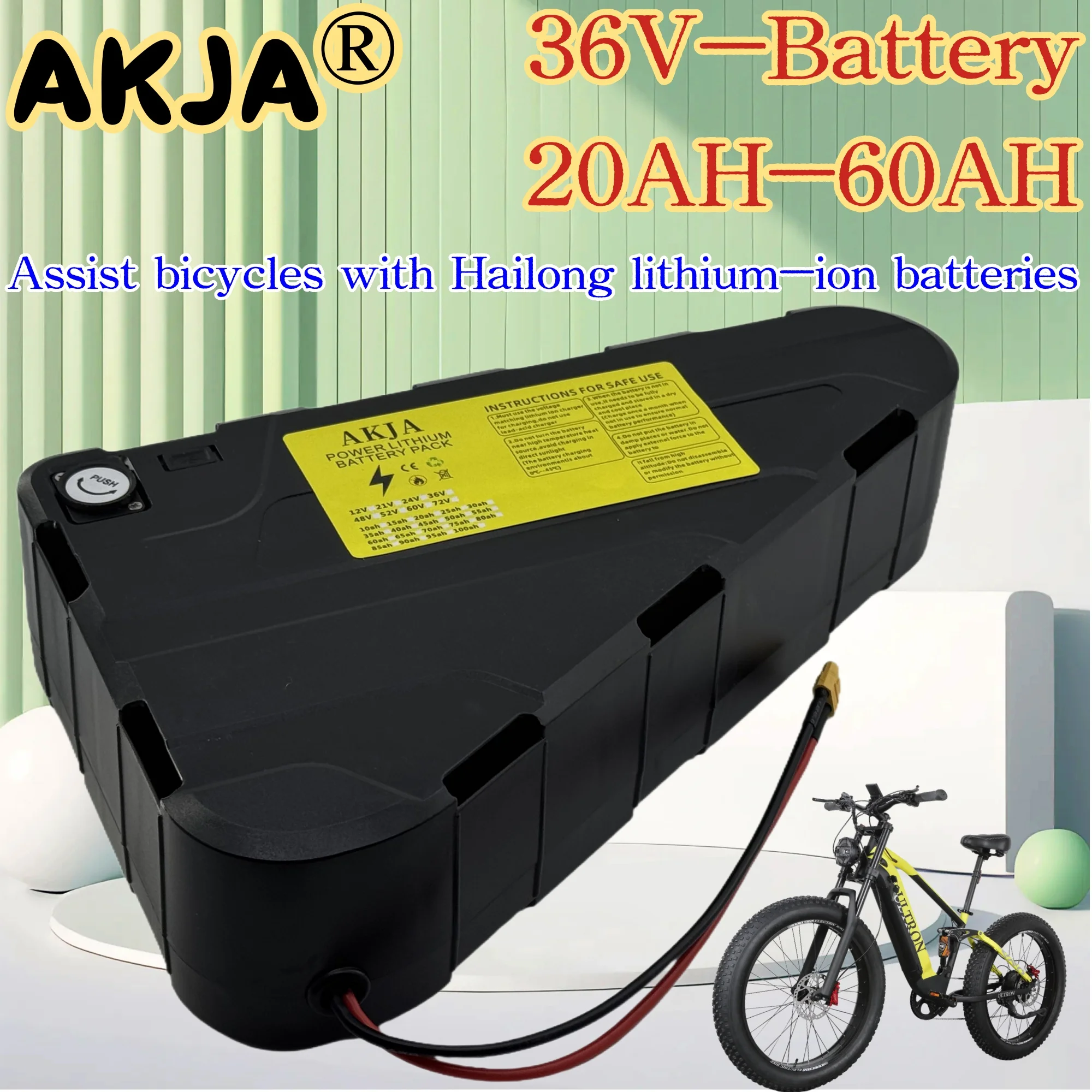 

Air fast transportation 36V60AH High Capacity Waterproof Hard Case Strong power battery pack 350W500W750W1000W triangle battery