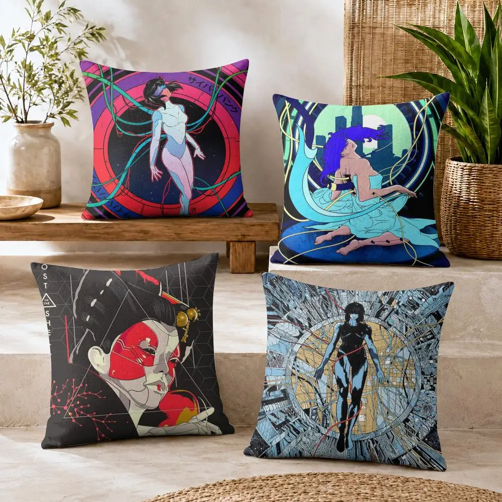 G-Ghost In The S-Shell Cushion Cover Soft Short Plush Double-Sided Printing Home Decor Cozy Sofa Pillow Case Fine Gift