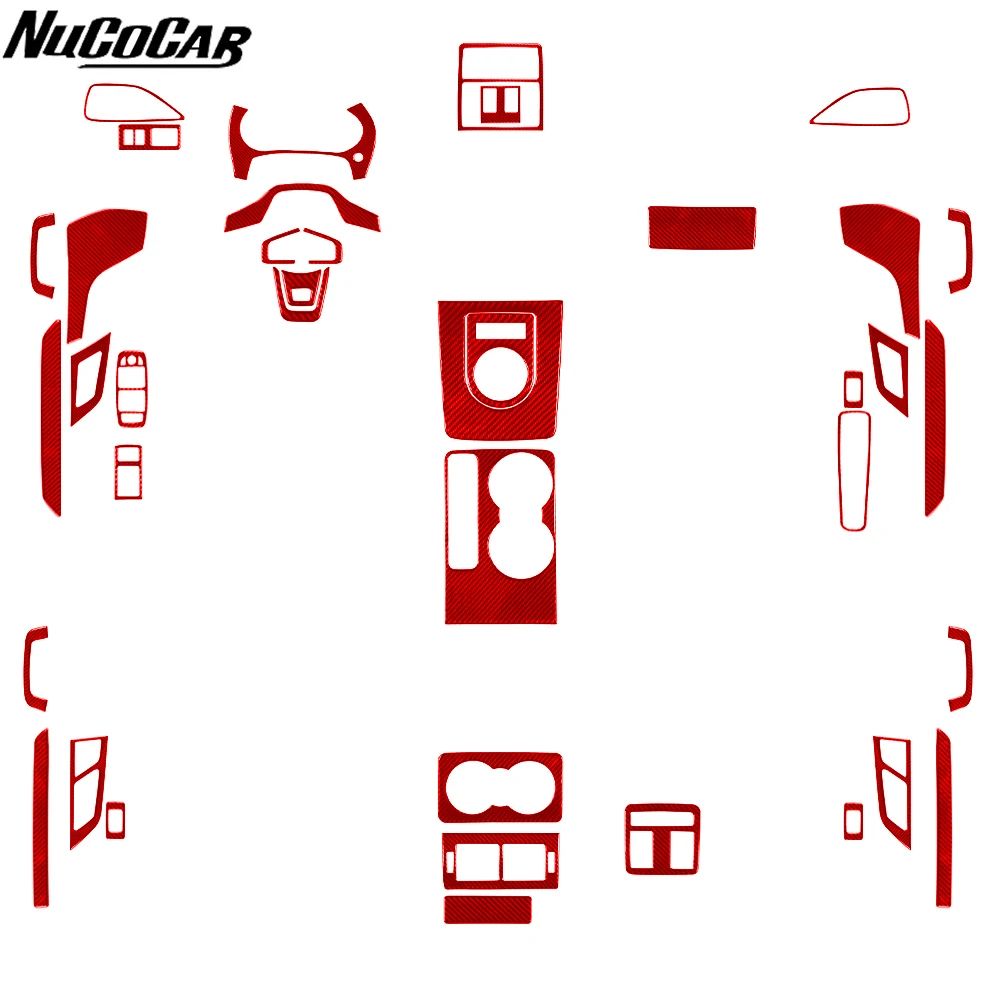 For Jaguar XE 2016-2022 Red Carbon Fiber central air vents gear shift storage Door panel Car Accessories Decorative Stickers