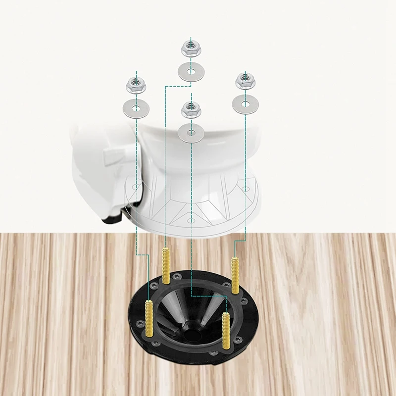 Vedação Flange Pavimento e Kit de Montagem, Substituto para Select DIN, Sealand RV Toilet, Preto, 385310063