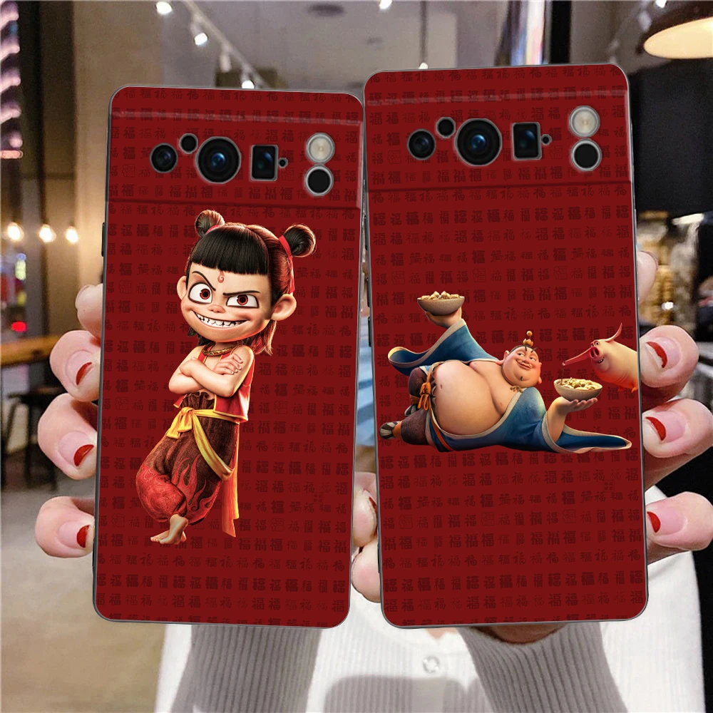 Capa de telefone para google pixel 9 8 7 6 7a 6a pro à prova de choque macio tpu 9 pro xl escudo capas fundas novo bonito nezha coque sacos