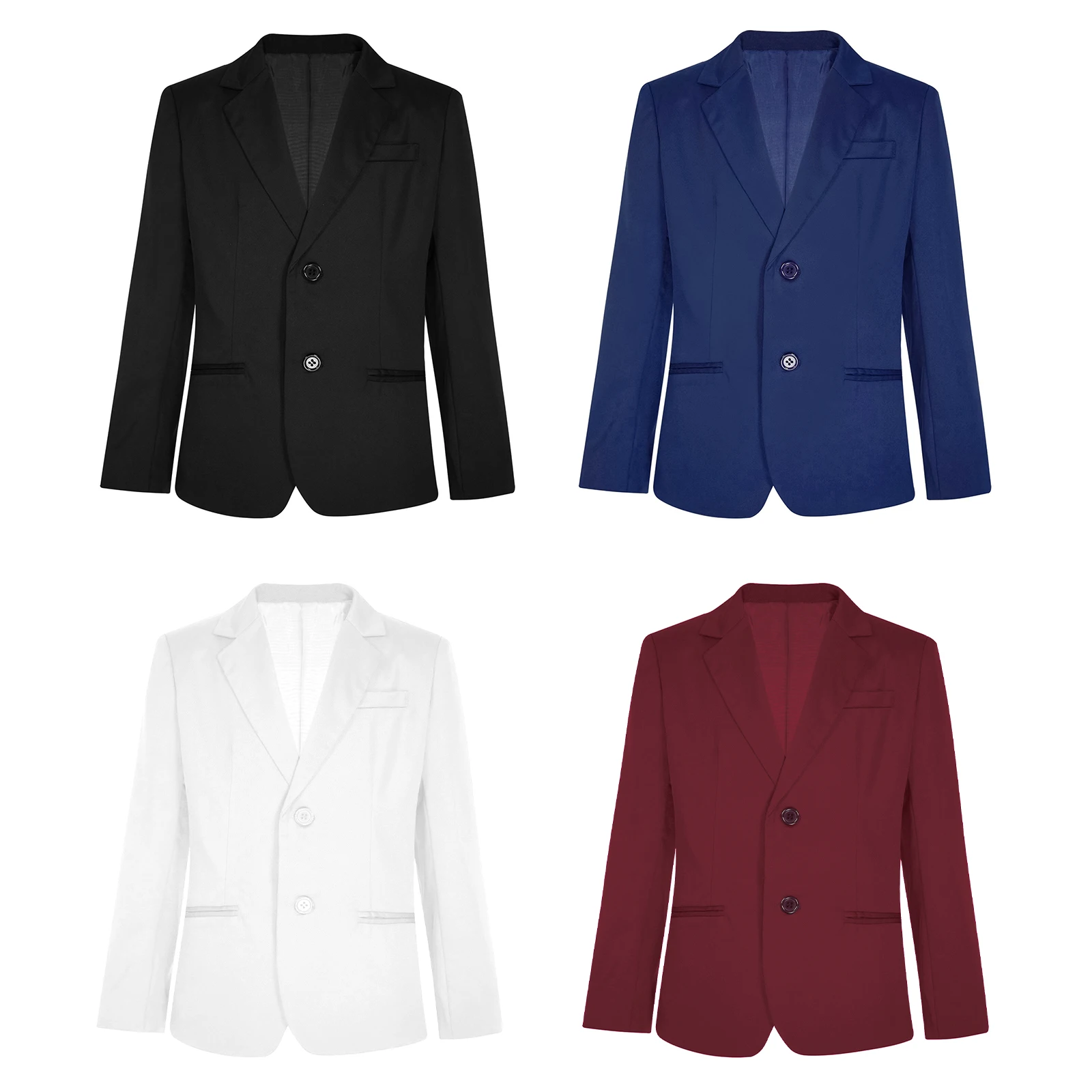Teen Boys Notched Lapel Shoulder Pads Blazer Coat Formal Gentleman Suit Christmas Wedding Birthday Party Prom Evening Jacket