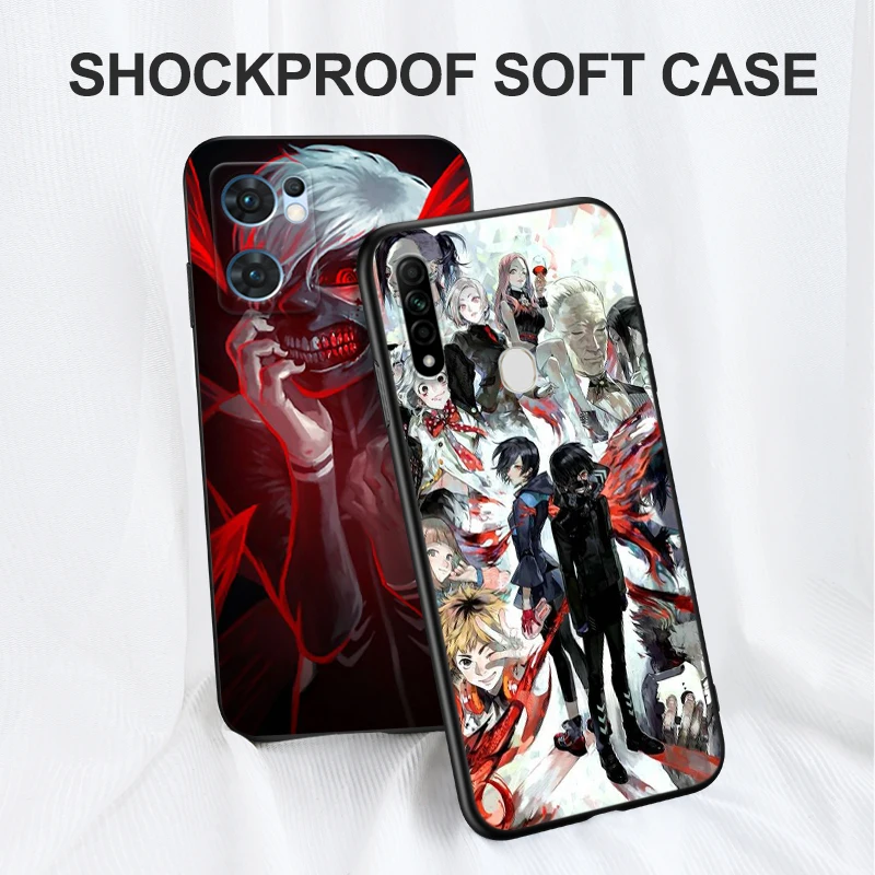 Black Tpu Case For OPPO Reno 6 5 3 4 4Z 4F SE 5F 5Z PRO PLUS lite 6 6z  4G 5G Tokyo Ghoul Anime