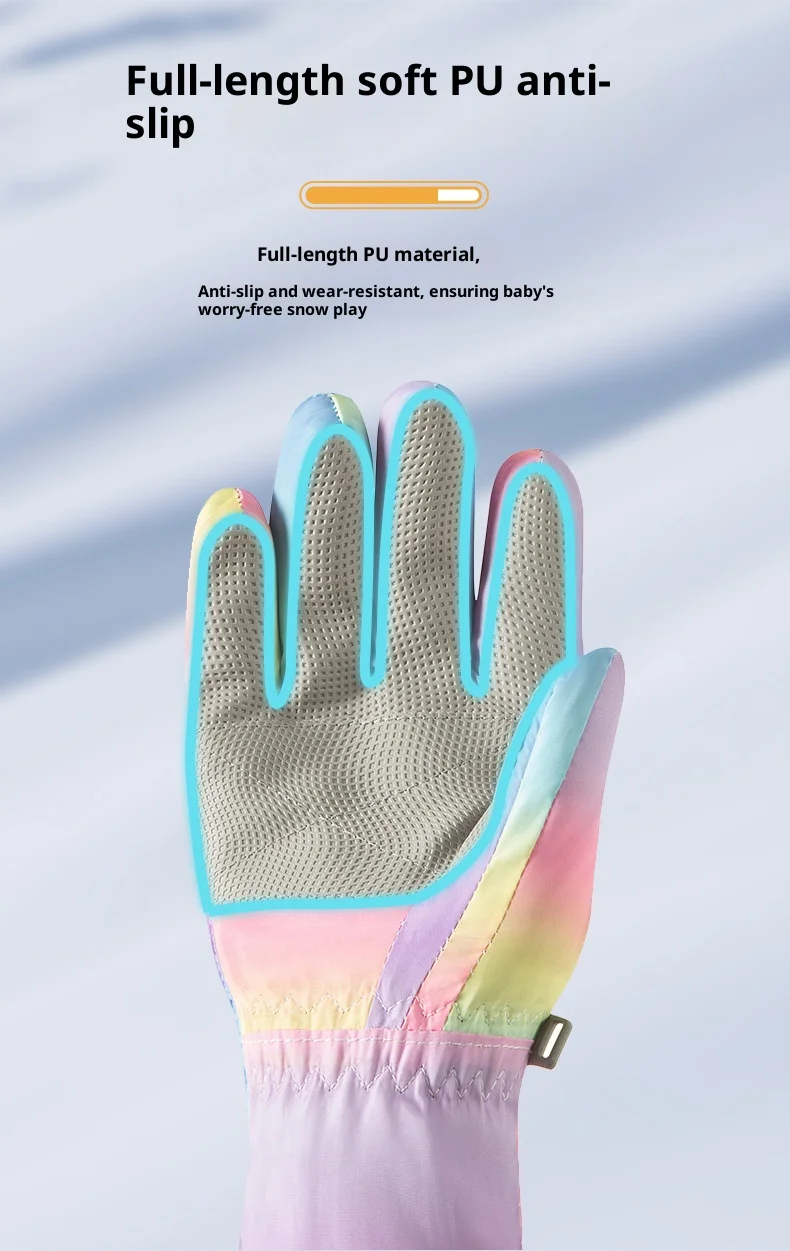 ถุงมือสกี ถุงมือกำมะหยี่หนาสำหรับฤดูหนาว ถุงมือกันลมและกันความเย็นในฤดูใบไม้ร่วง มีซิปด้านข้าง ถุงมือน่ารักสำหรับขี่ม้า