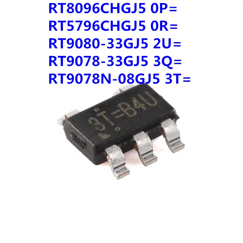 100% 신제품 RT8096CHGJ5 0P = RT5796CHGJ5 0R = RT9080-33GJ5 2U = RT9078-33GJ5 3Q = RT9078N-08GJ5 3T = TSOT-23-5, 10 개