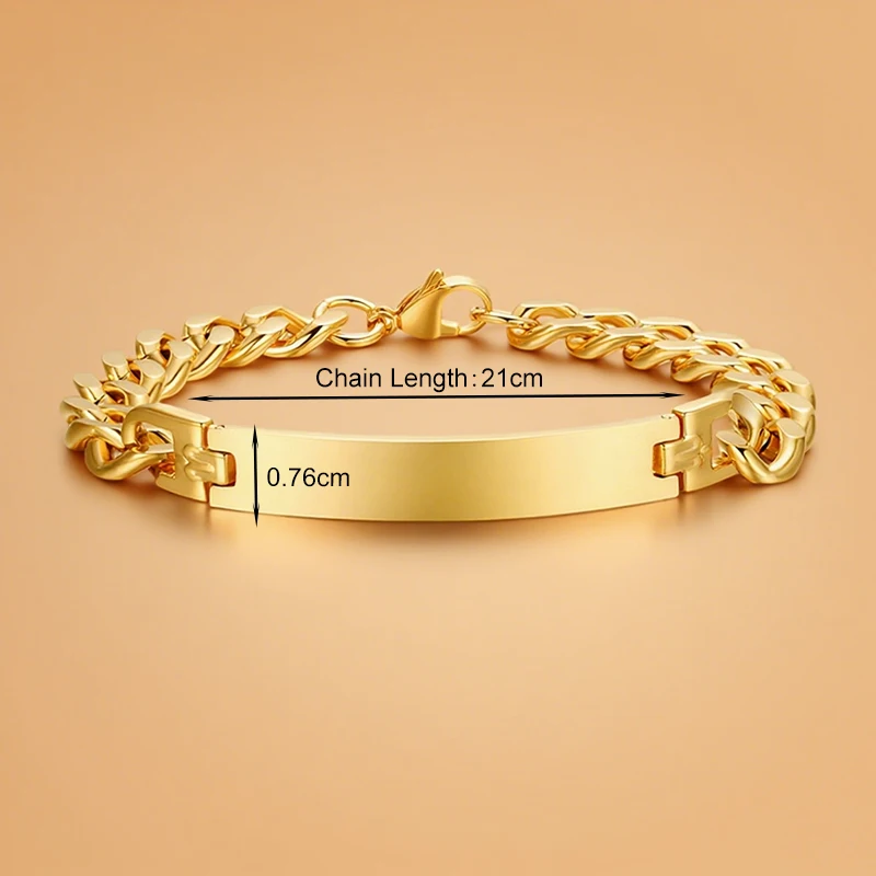 Goxijite Custom Name Cuban Chain Bracelet Personalized Stainless Steel Men's/Women's Engraved Text Jewelry Gift Wholesale