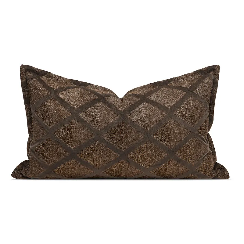 Italian Style Cushion Cover Solid Brown Geometric Throw Pillow Home Decorative Cushions for Living Room Seat Bed 30*50cm