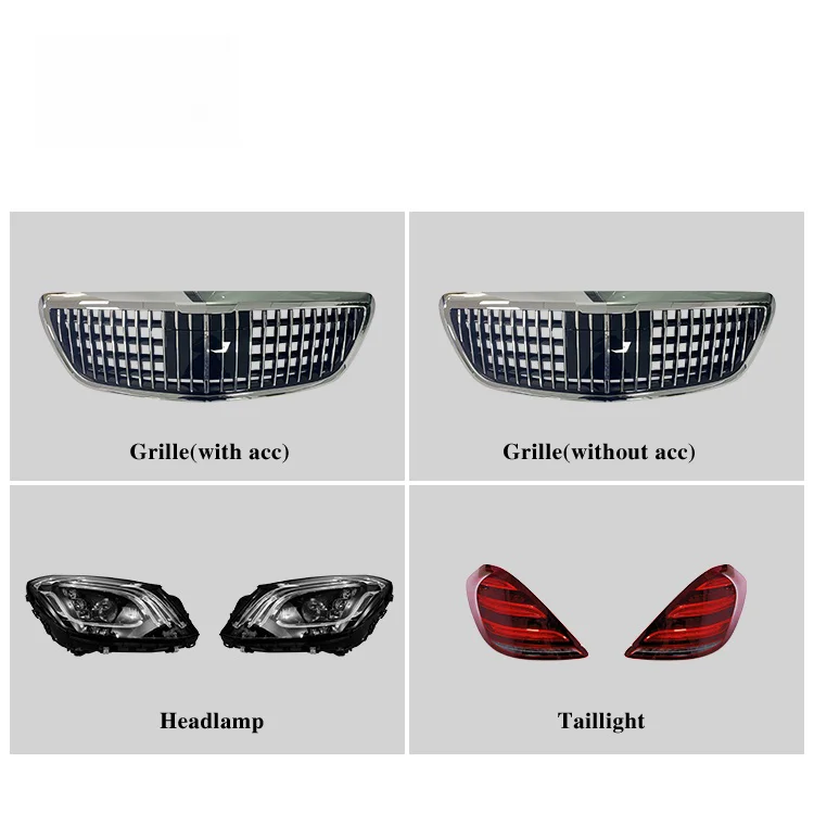 PP bumper grille head lamp body kits for Mercedes-Benz W222 to Maybach 2014_2020