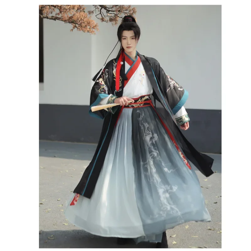 

Hanfu Men's Chinese Style Ancient Costume Jin Made Waist Length Ru Skirt Wei Jin Style 2023 Autumn New Martial Arts Swordsman