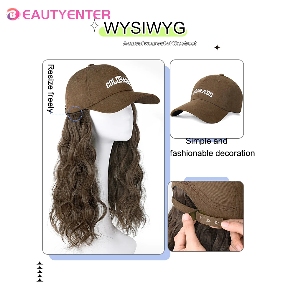 Beauty enter synthetische Hut Perücke Mode weiblich neue Herbst Brief Baseball Cap Lazy Roll Ripple Perücke Hut