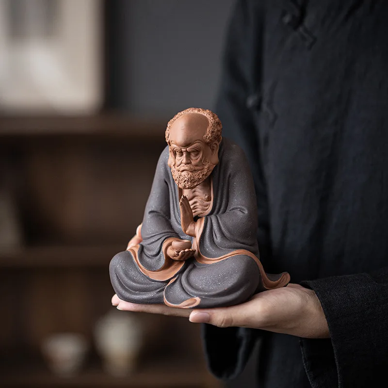 

Purple Sand Master of Zen Zen Ornament Creative Home Living Room Entrance Antique Shelf Ceramic Character Decoration Crafts