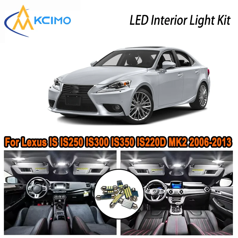 

For Lexus IS IS250 IS300 IS350 IS220D MK2 2006-2013 2007 LED Interior Dome Map Trunk Light Kit Car Led Lamps Canbus No Error