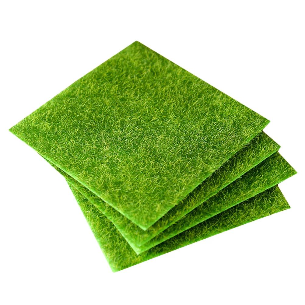 

4pcs Artificial Lawn Decorations Fake Grass Realistic Shape Miniature Ornament Garden Houses Lifelike Turf