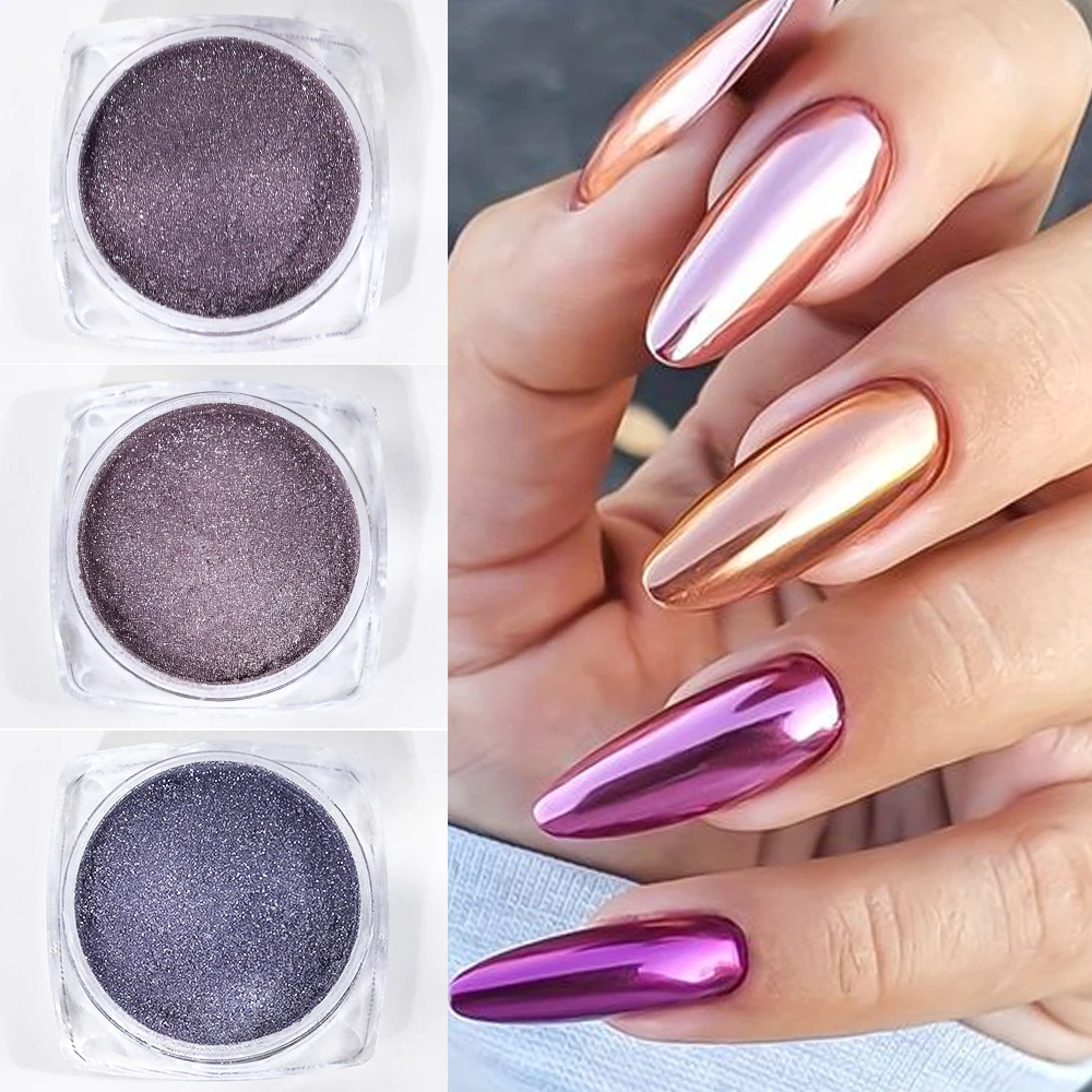 1 جرة ضوء القمر مرآة الأظافر مسحوق بريق الغبار الكروم لامع الفضة/الذهب/الأرجواني لامعة فرك الغبار مسمار UV هلام البولندية الصباغ #5