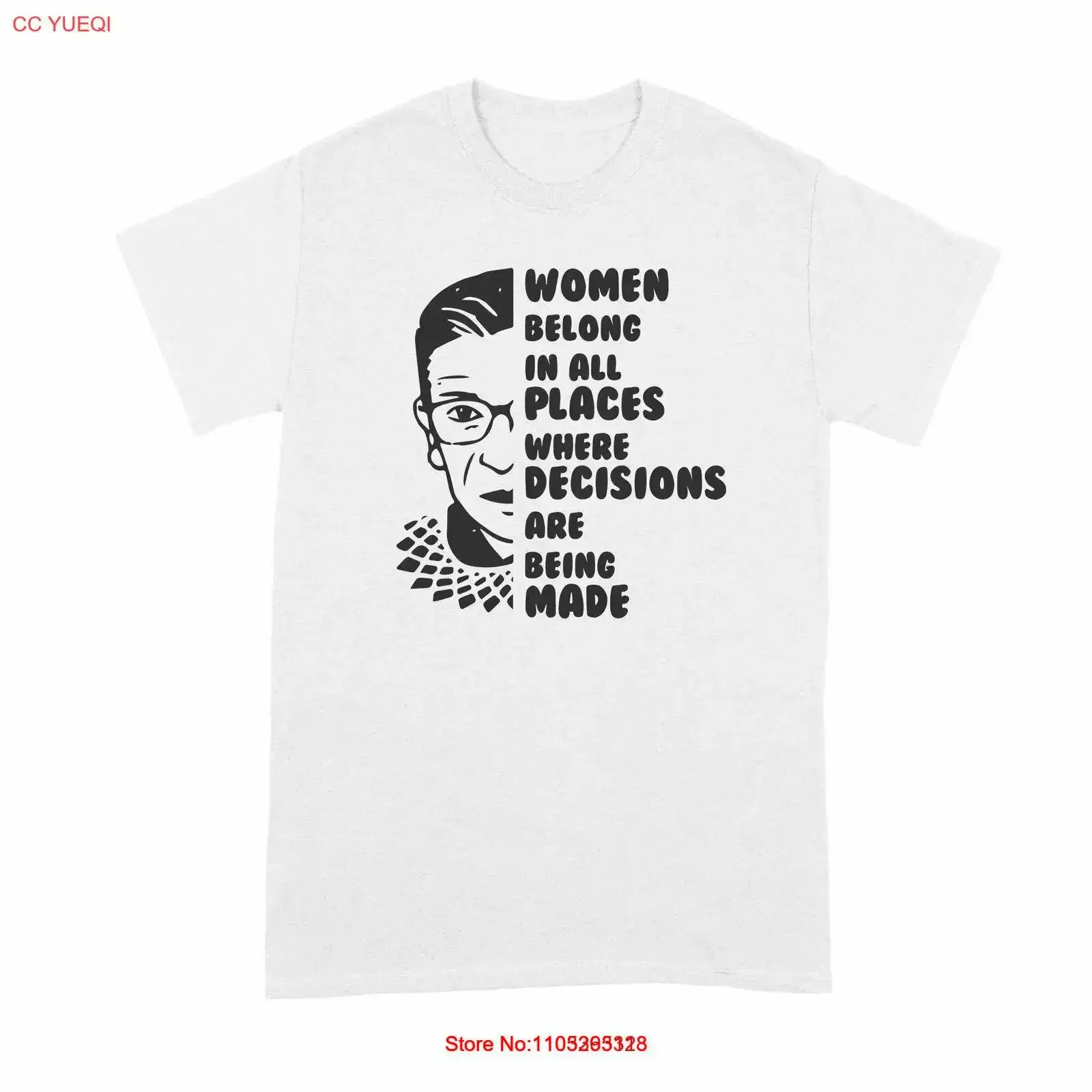 Women Belong in all Places Where Decisions are Being Made T Shirt RBG Quote vintage Washed homme fashion Stylish graphic