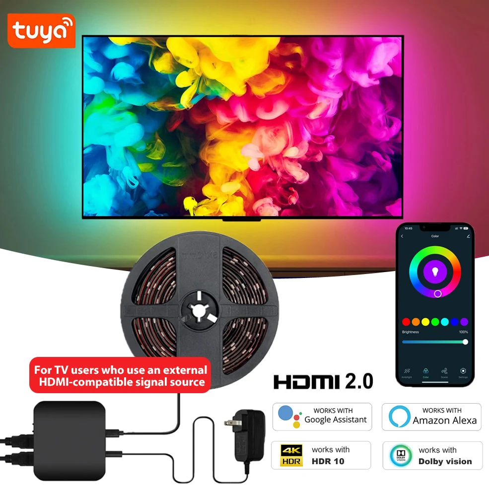 iluminacao ambiente inteligente tv backlight led strip lights kit tela do pc fita led tuya alexa google home caixa de sincronizacao 4k hdmi 20 01