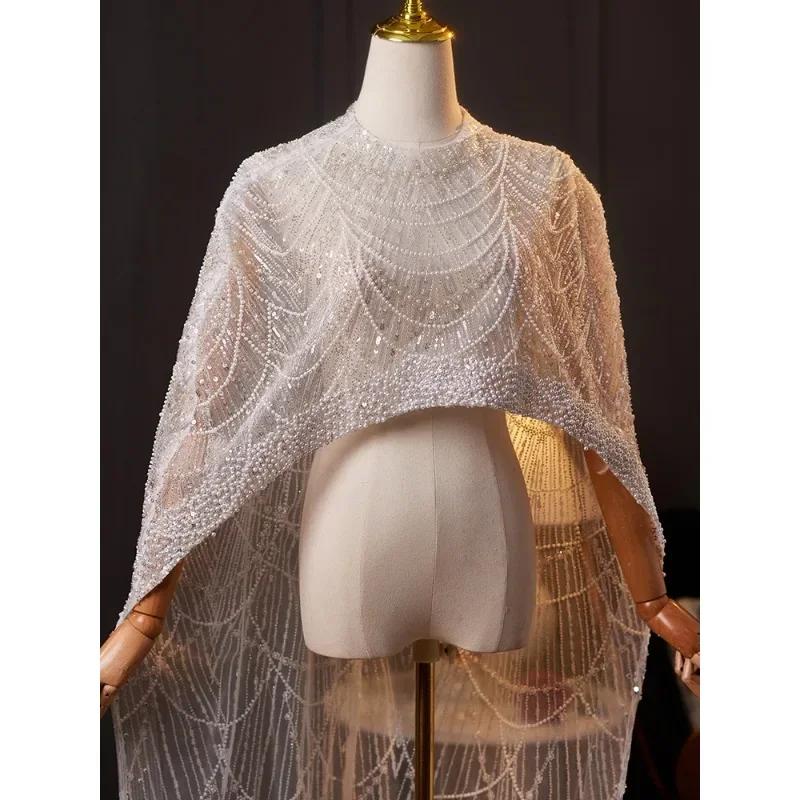 Luxury Heavy Handmade Shawl Accessories Host Annual Meeting Evening Dress Accessories Premium Cloak Sequins
