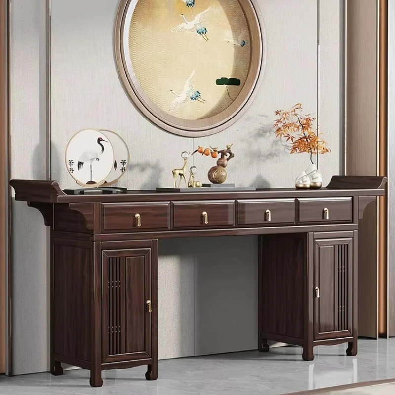 yjq new Chinese solid wood middle hall six-piece set of table for incense table for table for home use