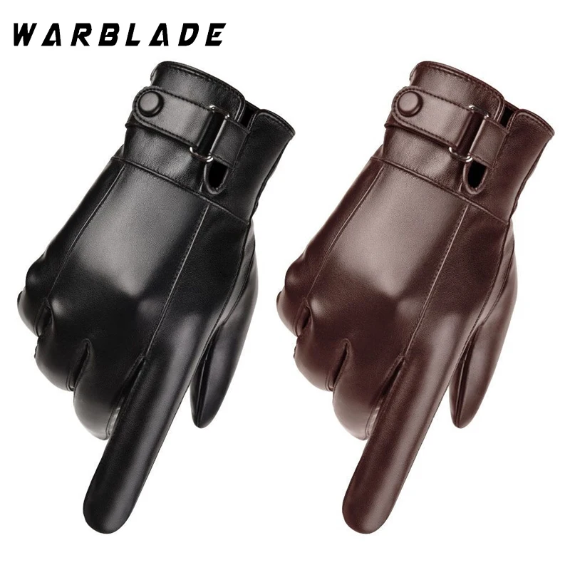 Fashion Men\'s Winter Outdoor Warm Waterproof Gloves Men Faux Leather Driving Gloves Thin Leather Gloves For Touch Screen Guantes