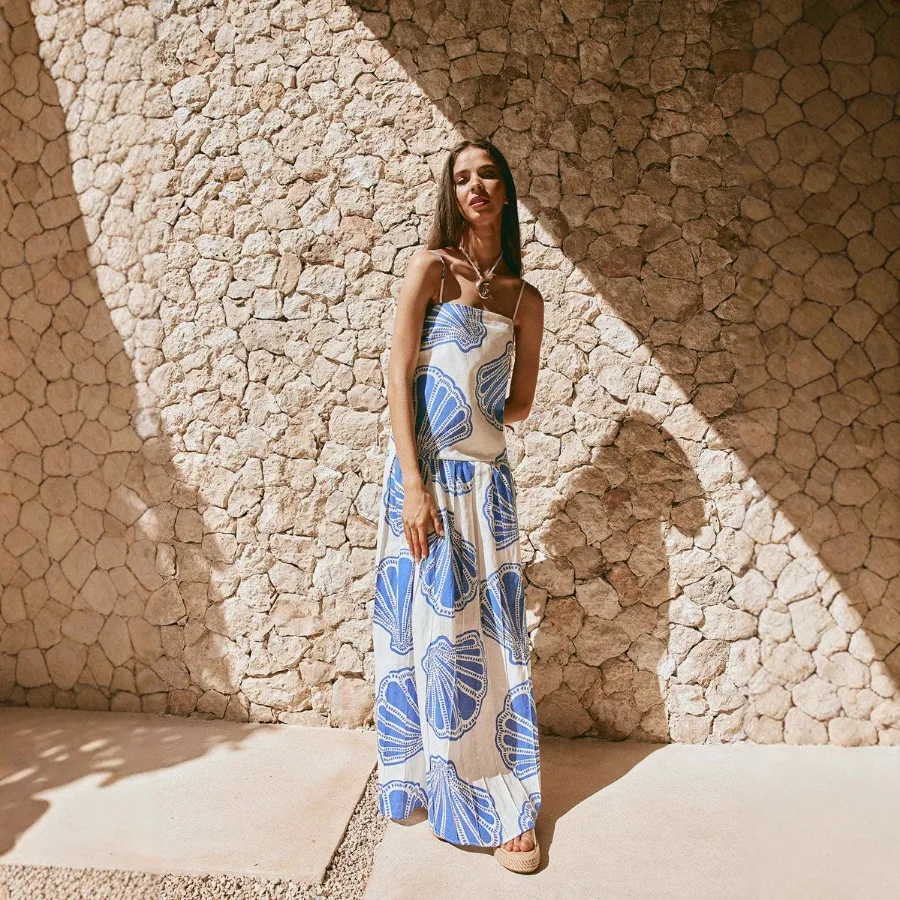 

Европа и Америка - 2026: Модное свободное льняное платье-бюстье без рукавов для отпуска