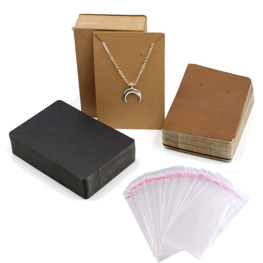 50pcs 6x9cm Earring Display Card Blank Kraft Paper Tags for DIY Ear Necklace Jewelry Selling Small Businesses Packaging Supplies