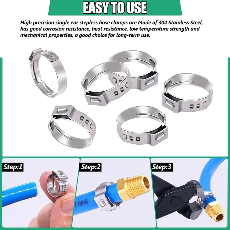 HOT! 35Pcs PEX Clamps, Stainless Steel Pex Crimping Ring, Single Ear Hose Clamp For Pex Pipe Fitting Connections