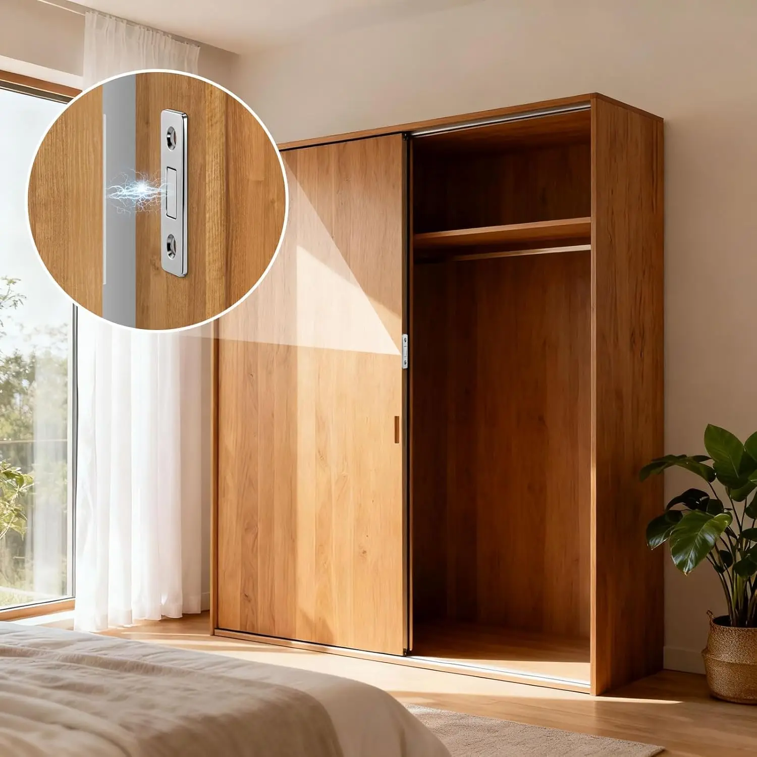 4-piece of magnetic cabinet door locks，adhesive drawer magnets keep closed，stainless steel cabinet door locks，easy to install