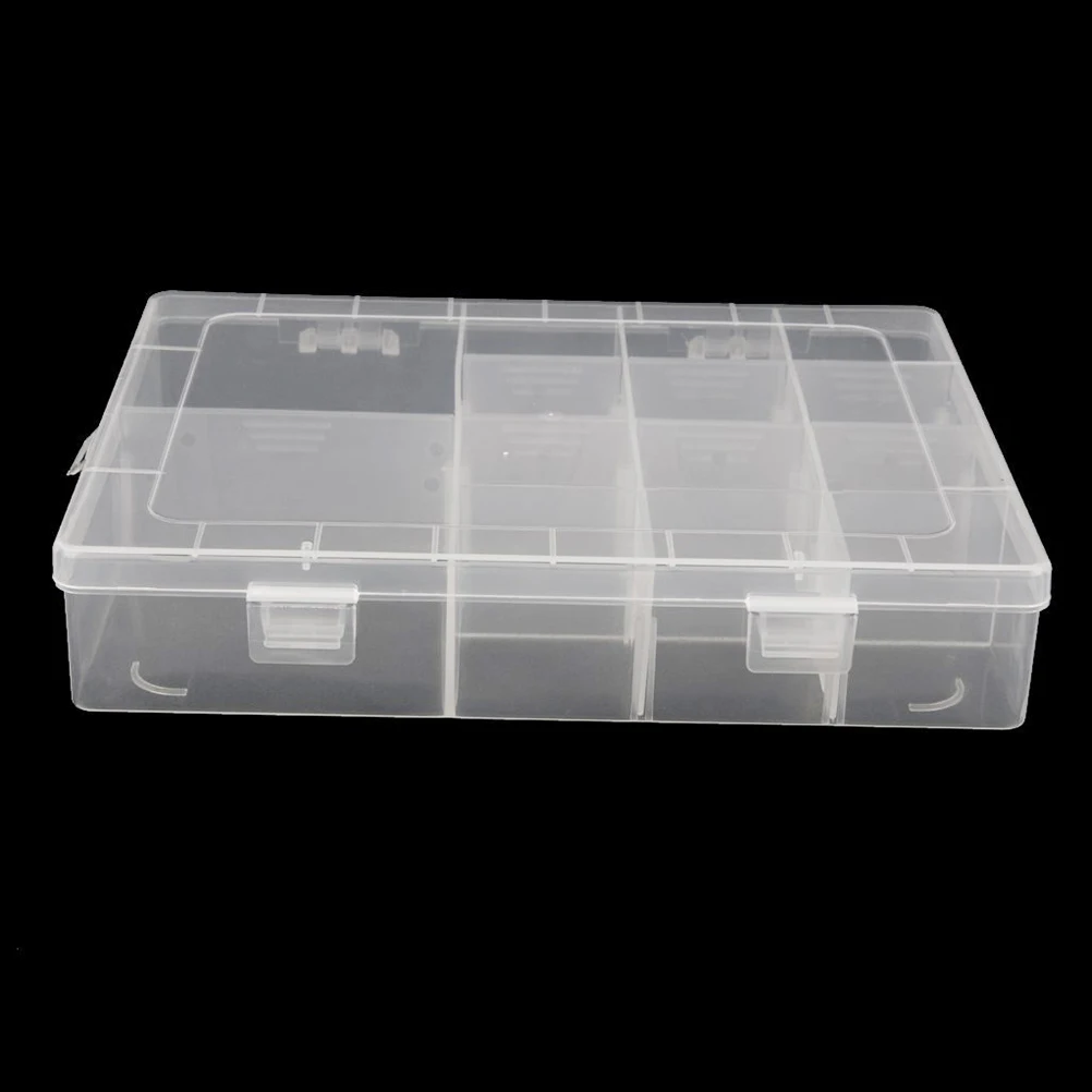 

Transparent 14-Grid Jewelry Storage Box Clear PP 21x17x4cm Removable Dividers Organizer Container for Earrings Rings Beads Small