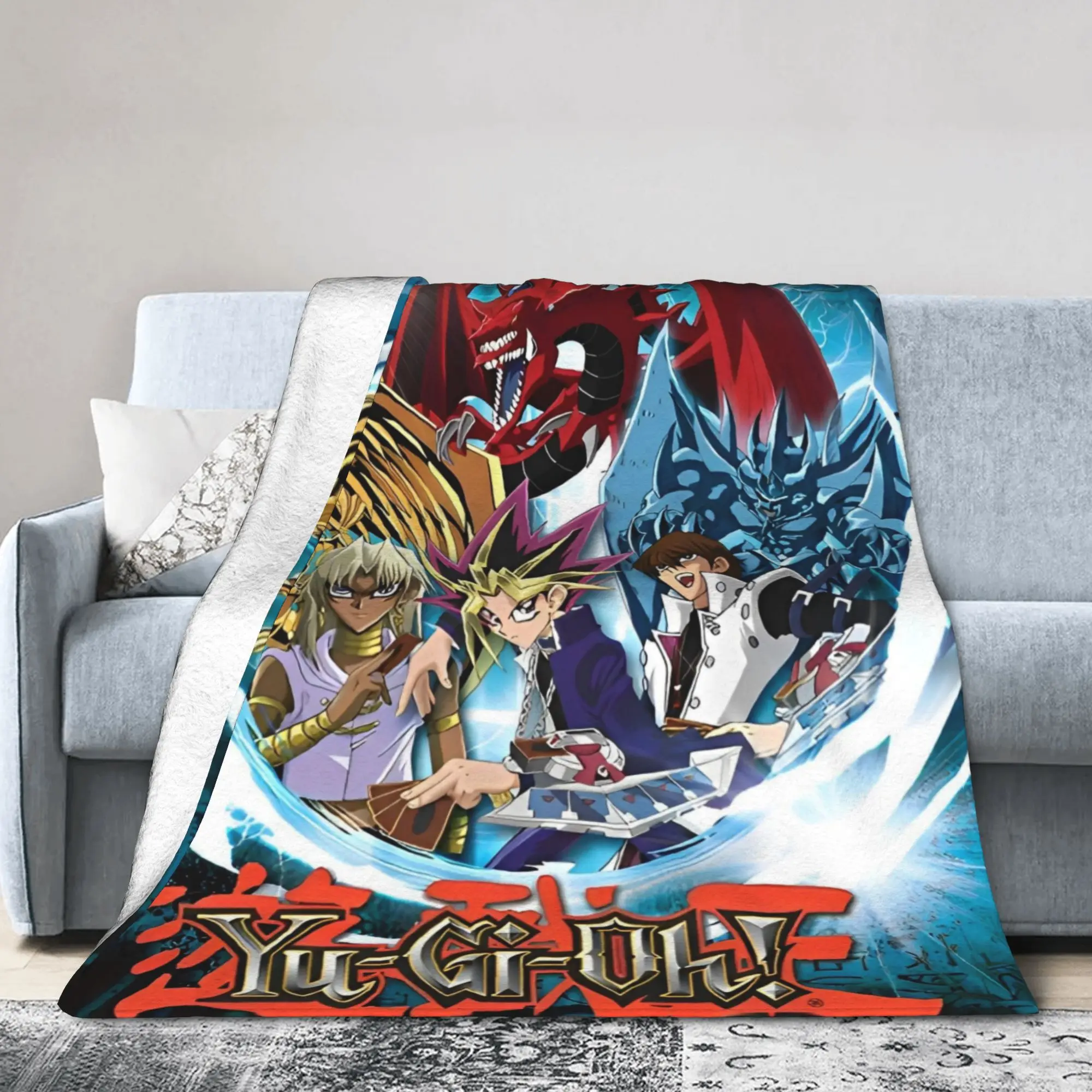 Yu-Gi-Oh! Fleece Blanket  Anime Manga Creative Throw Blanket for  Sofa Bedding Lounge 150*125cm Plush Thin Quilt