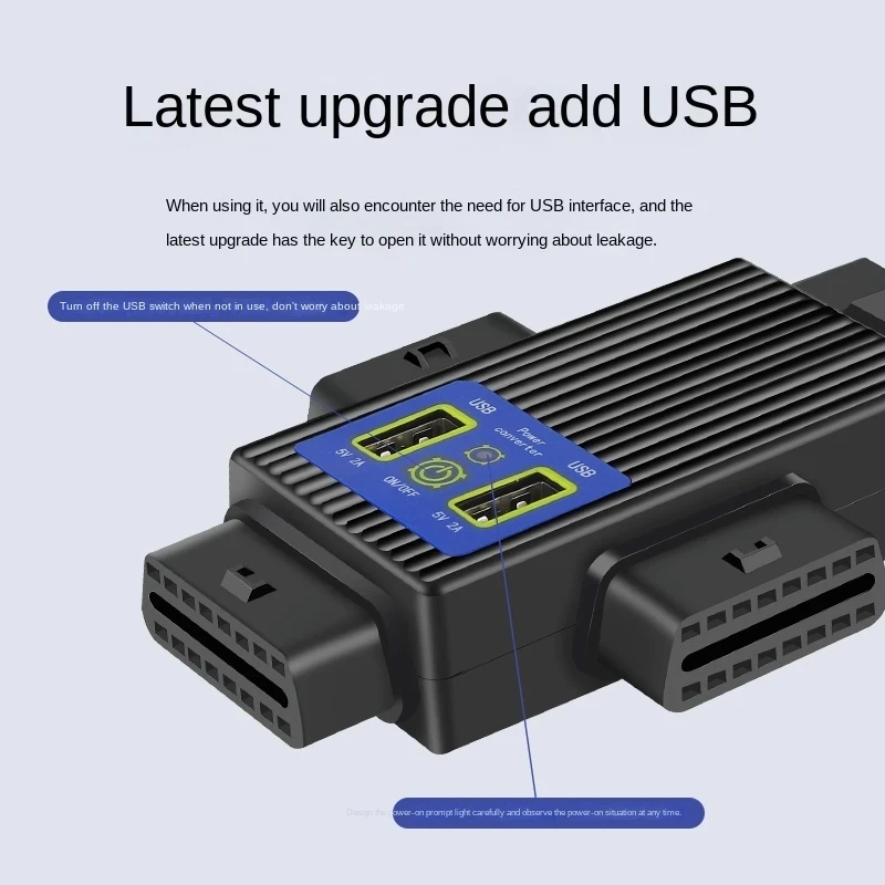 Obd2 16pin Plug with Dual 5V 2A USB Ports for Car HUD Mobile Phone DVR Etc Electronic Power Converter Connectors OBD Adapter