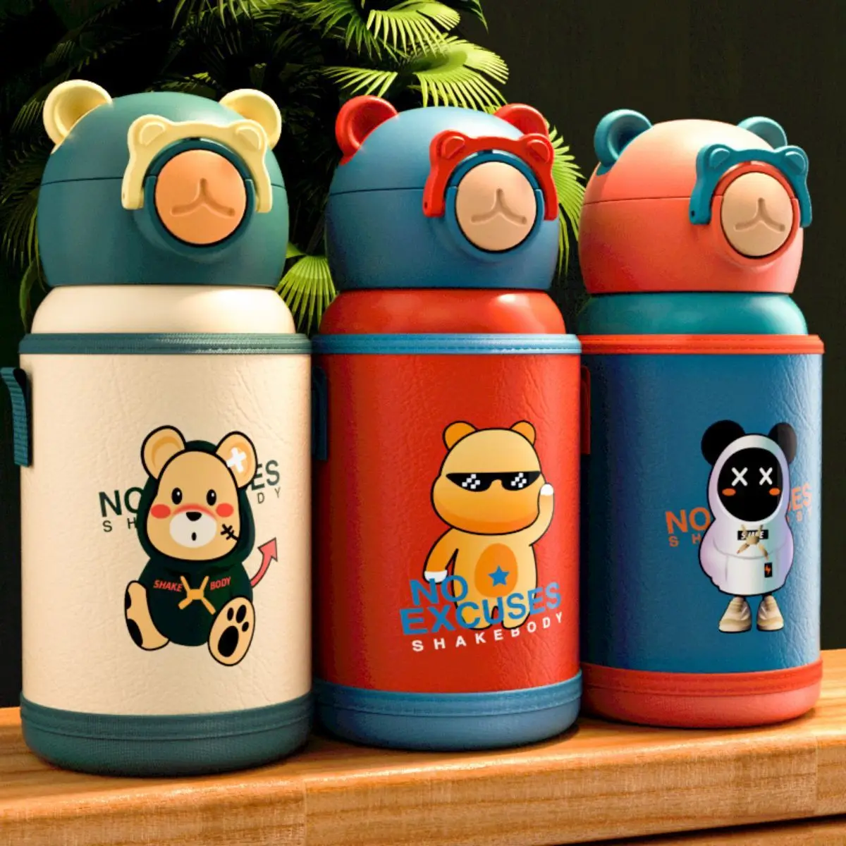 

600ml Baby Animal Feeding Cup Stainless Steel Milk Thermos for Children Insulated hot water Bottle leak-poof thermal Cup