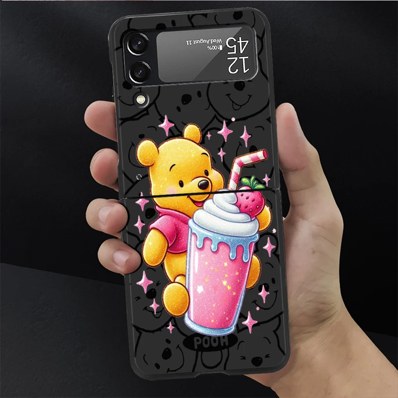 Disney The Pooh Winnie Case for Samsung Galaxy Z Flip 6 4 3 5 5G Flip Shockproof Capa 6.7 Inches Hard PC ZFlip 6 Phone Cover