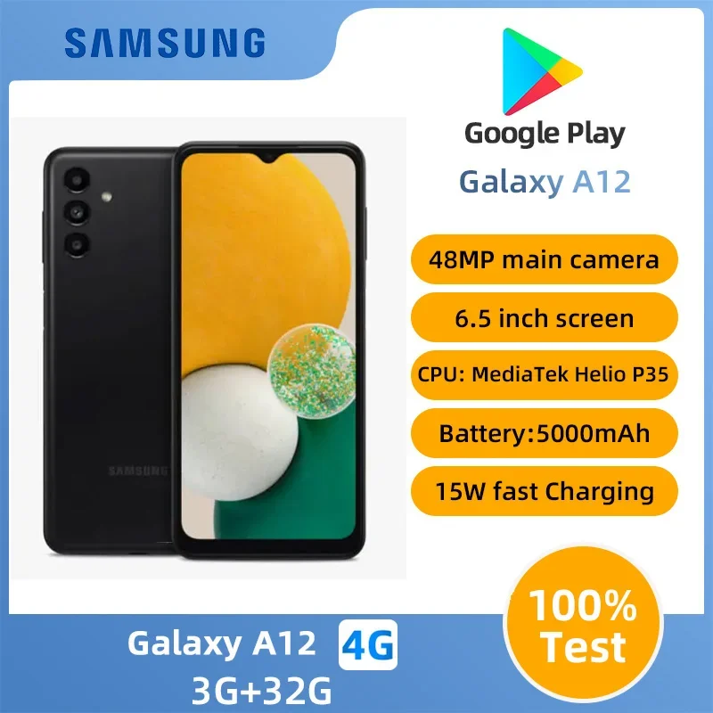 Samsung A12 4g SmartPhone MediaTek Helio P35 6.5inch LCD Screen 5000mAh 48MP Camera Original Used Phone