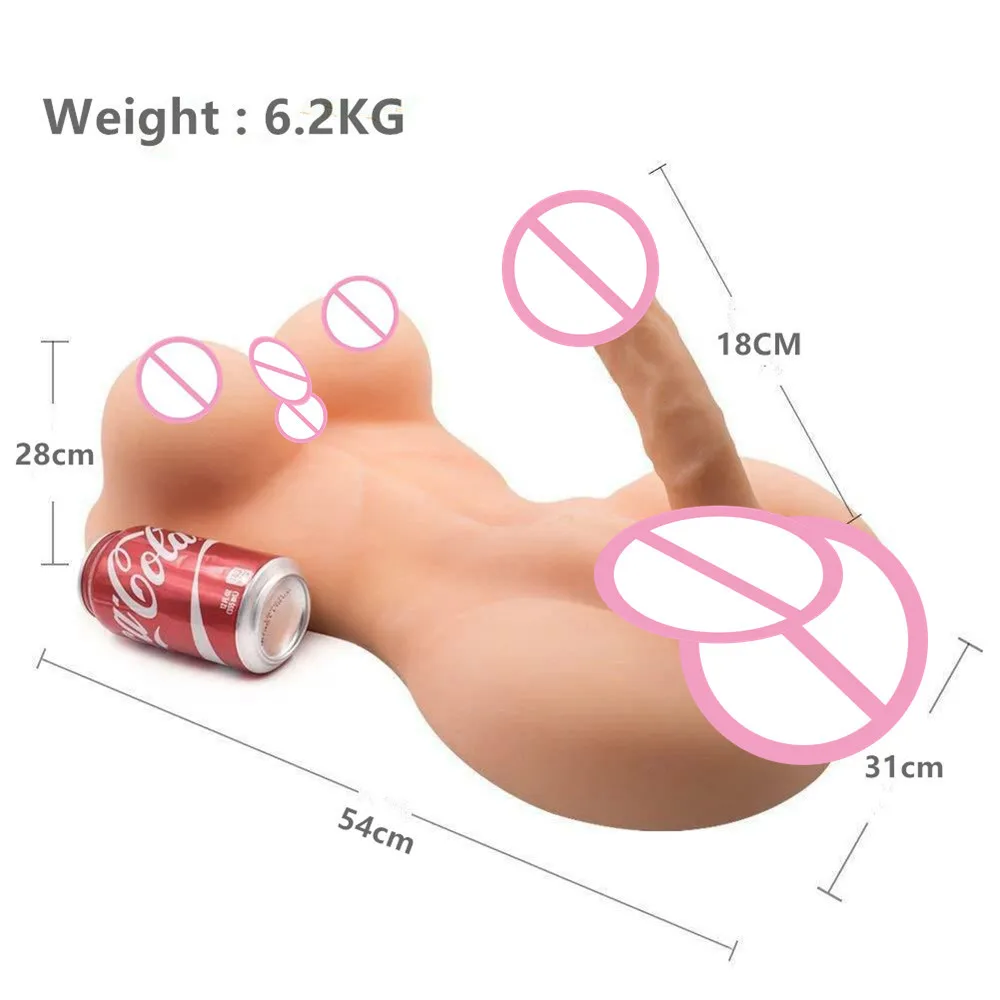 Realistic Huge Dildo Male Body Silicone Sex Doll Black 3D Torso Long Penis Big Dick Vagina Massage Adult Sexy Toys for Women Men