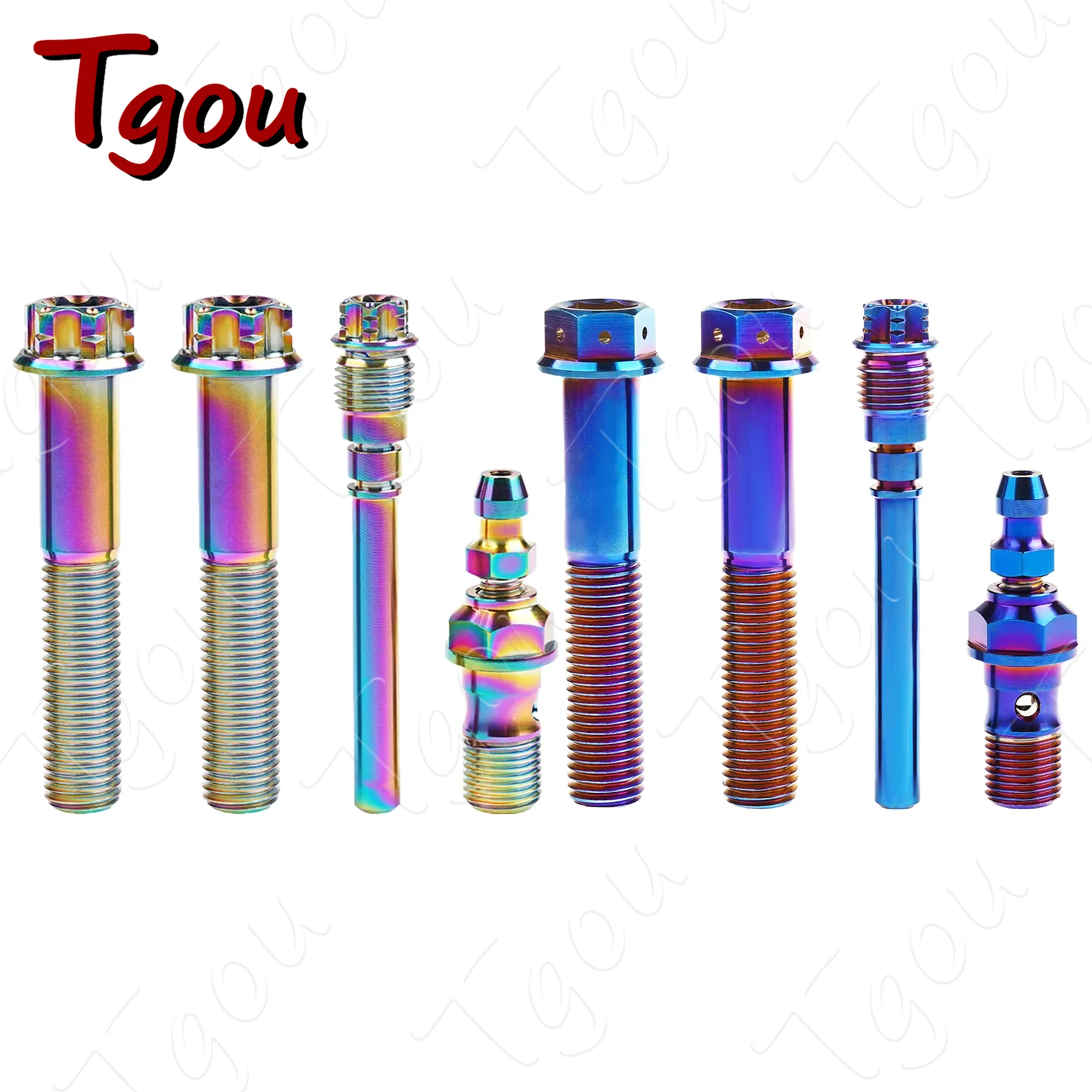 Tgou Titanium Bolt Motorcycle P1.25/1.5 Waterfowl Hex/Flowerhead Edition 4-Piece M10x55 Flange Screws Set