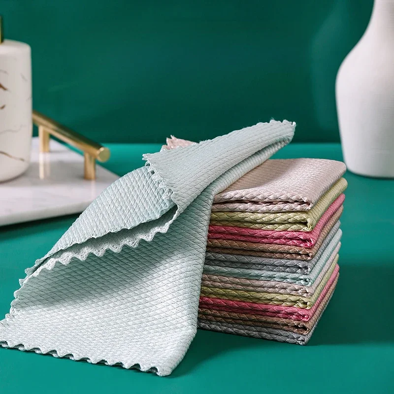 

Efficient Glass Cleaning Towel Cleaning Cloth Absorbent Kitchen Towels 25x25cm Napkin for Glass Dish Washing Wiping Rag