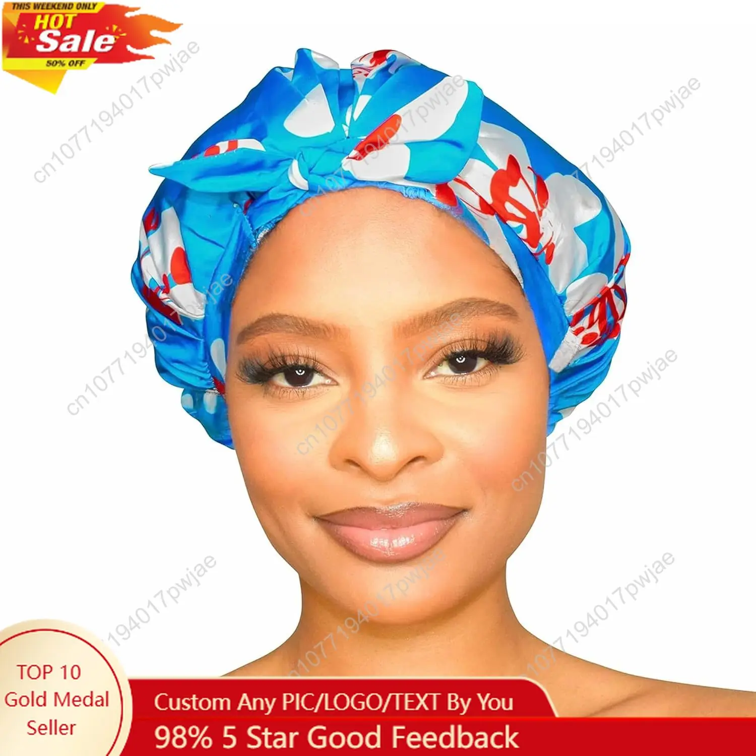 

GRACE COMPANY Luxury Shower Cap For Women - 100% Waterproof Reusable Washable Breathable Shower Caps - Gramercy