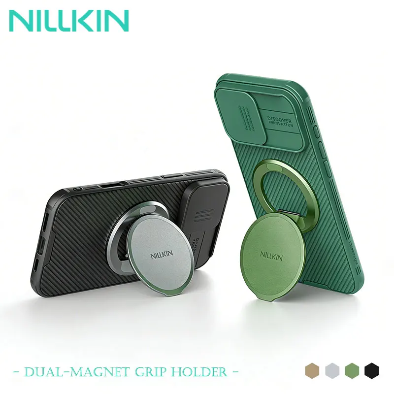 

NILLKIN Dual-Magnet Grip Holder, Military Magnet 360° Stand, Foldable Stand+Anti-Slip Ring, Compatible Android/iOS Tablet Tripod