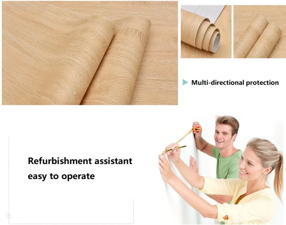 55 cm breite, selbstklebende Vinyl-Tapete mit Holzmaserung – wasserfeste Heimdekor-Aufkleber für Tür, Kleiderschrank, Schrank, Tisch, Möbel – Detail 4