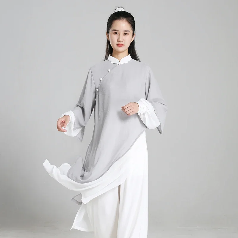 Tai Chi Clothes Women Wushu Clothes Kung Fu Competition Clothes Martial Art Uniform Wrinkle Free 2022 Light Gray