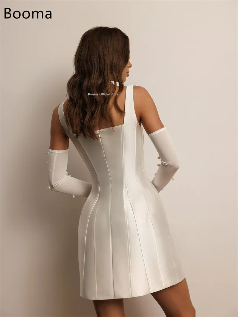 Booma A-Line Simple Mini Wedding Dresses Spaghetti Strap Sleeveless Satin Elegant Brides Gown Custom Made 2025