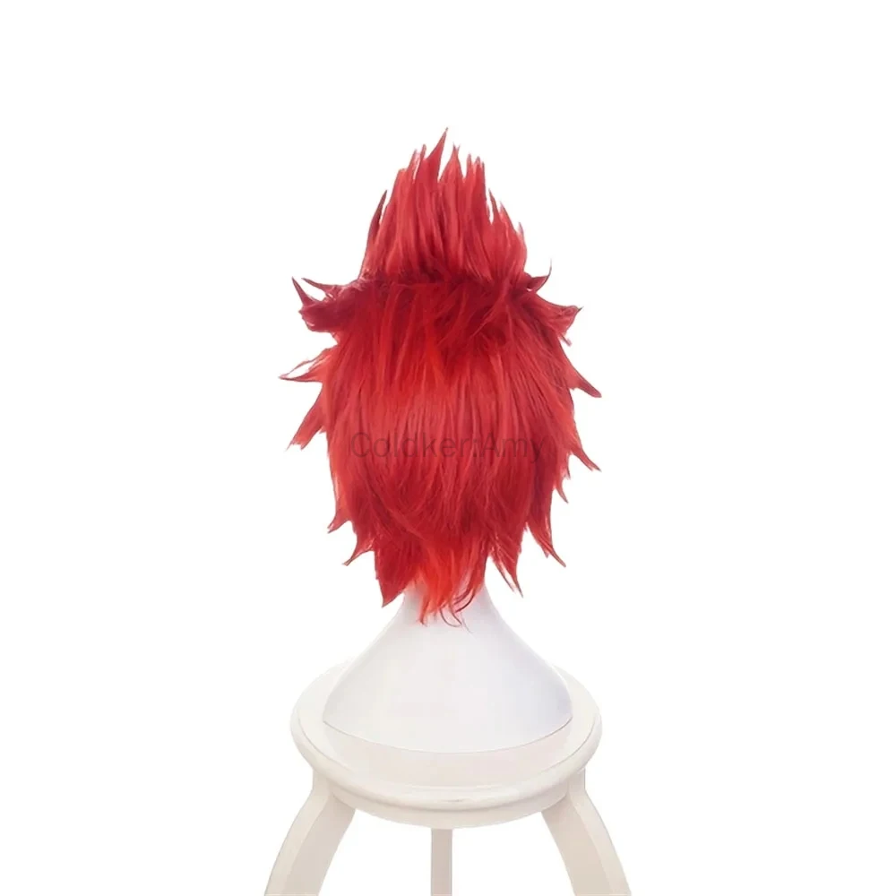 Peluca roja de anime para hombres Peluca de disfraz de cosplay de Kirishima Eijiro Sanji roja corta sintética para Halloween Navidad Día de Acción de Gracias