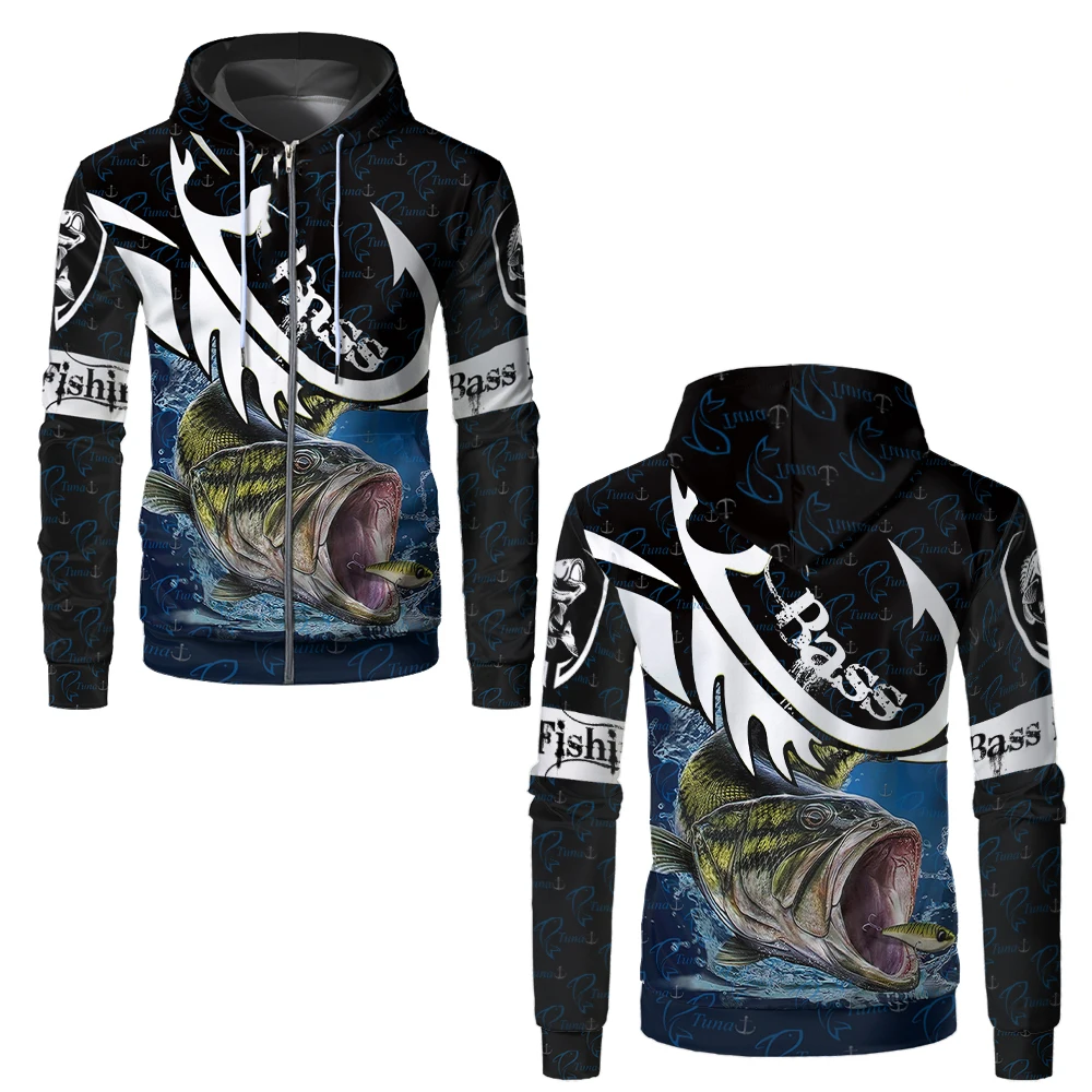 Outdoor Fishing 3D Print Zipper Hoodies Men's Women Casual Fish Hooded Sweatshirts Oversized Street Tracksuit Coat Man Clothing