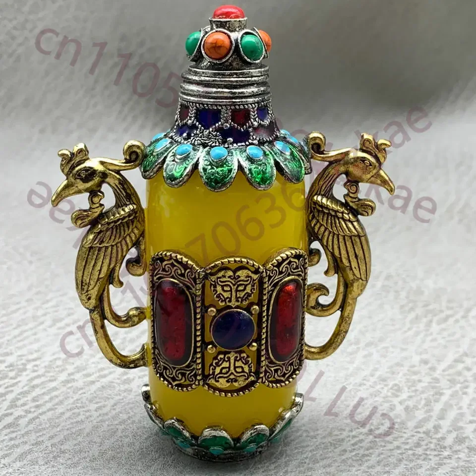 antique-jewelry-phoenix-ornament-rare-china-yellow-agate-jade-snuff-bottle