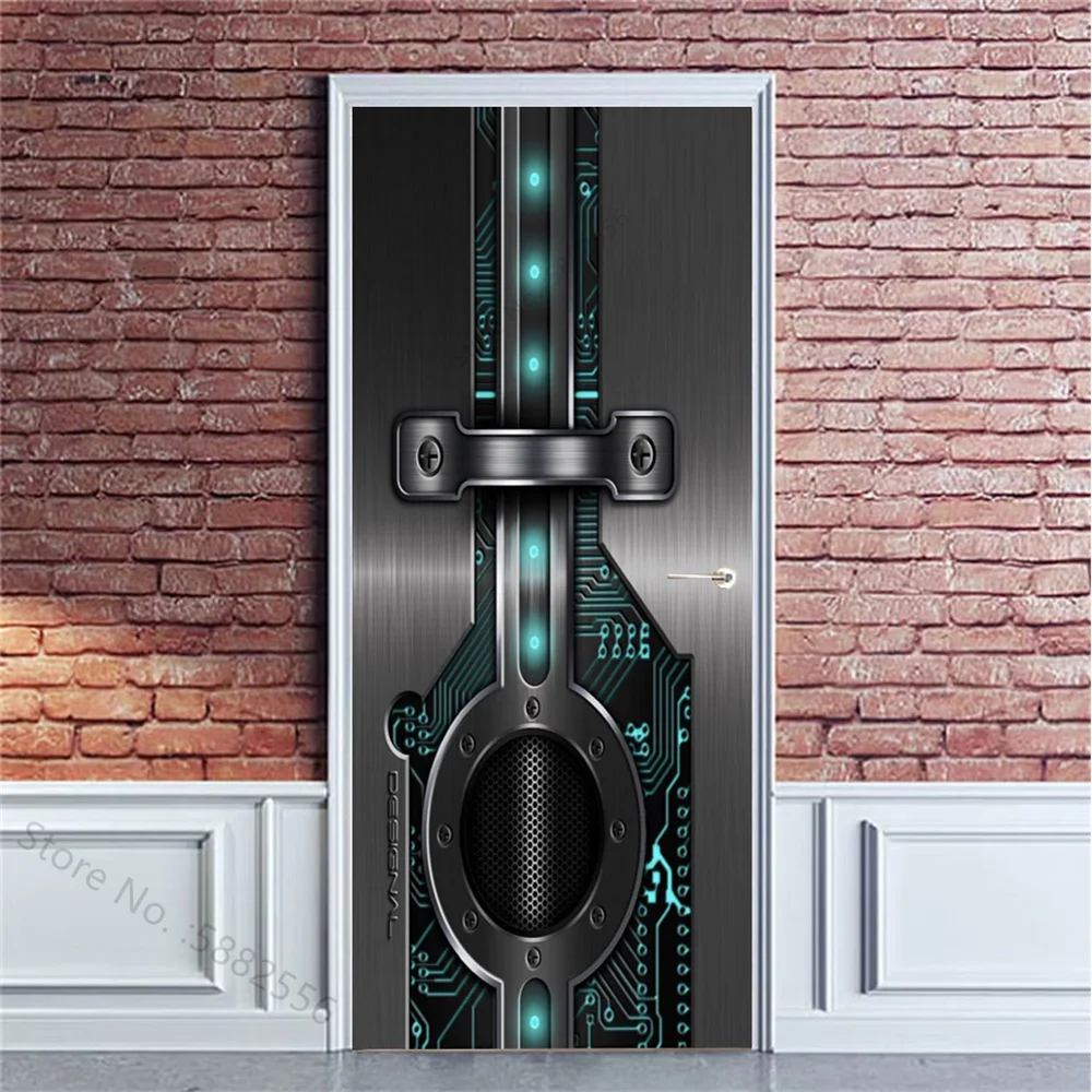 Self-adhesive Door Wallpaper PVC Home Design Decoration Beach Road Sticker Porte Scenery Poster Mural Wall Decals deursticker