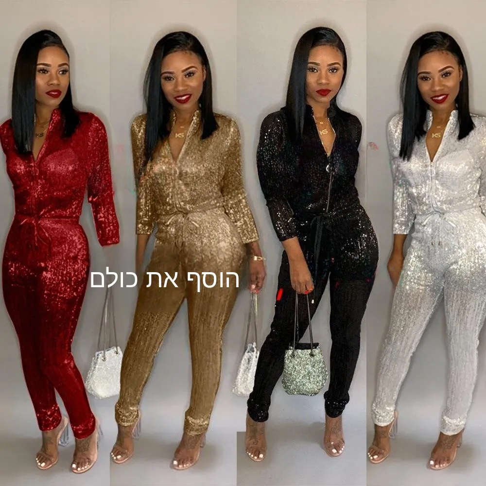 Women's Belted Two-Color Jumpsuit Slim Fit Bottoms Fashionable Casual Wear Pure Color Design Comfortable All-Match Style