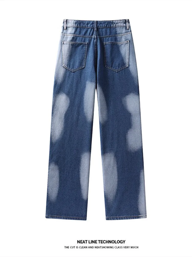 الخريف والربيع نمط لون نقي الأمريكية خمر مستقيم الساق الجينز للرجال فضفاض الرياضة مريحة عالية الجودة الدنيم السراويل