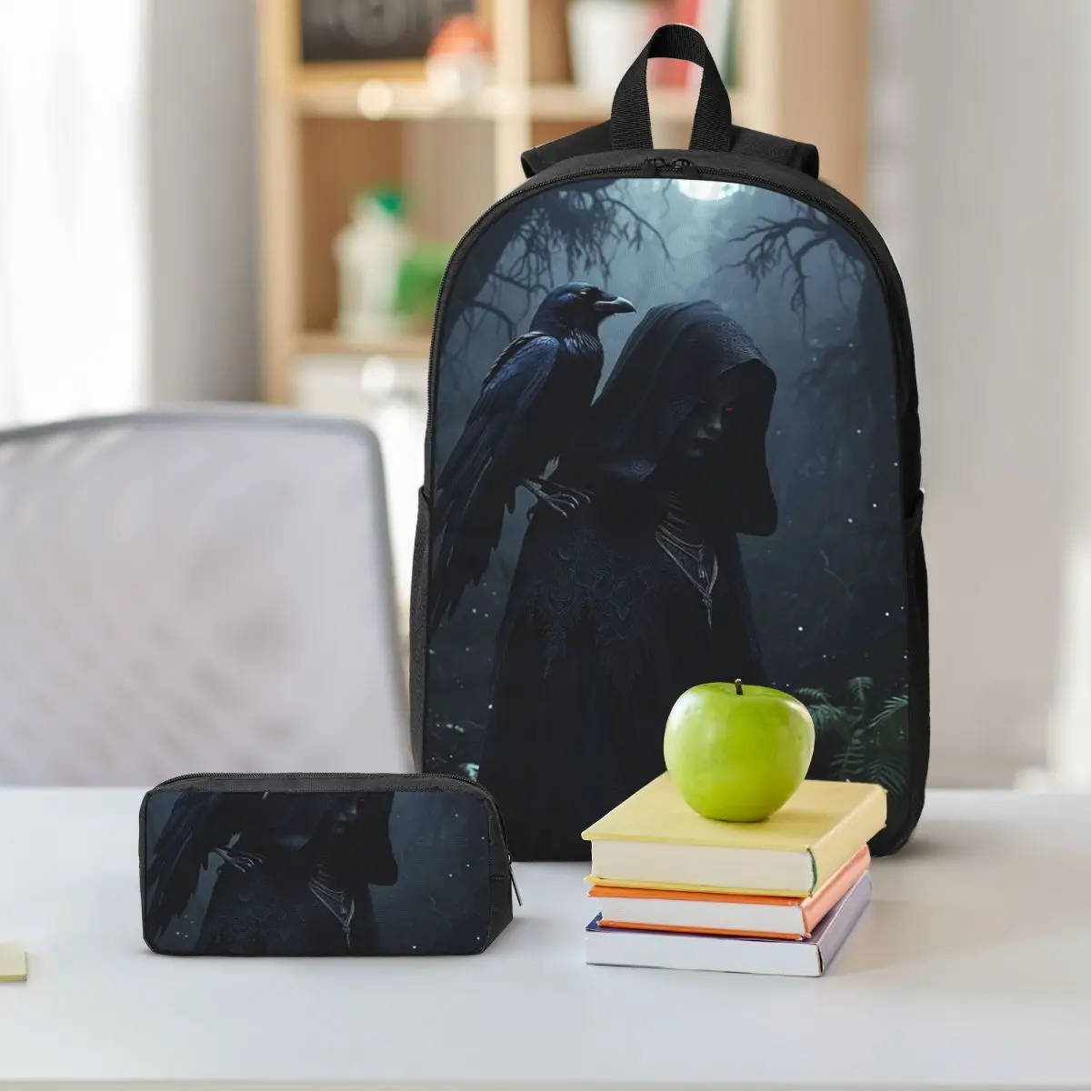 A Mysterious Woman In The Dark Forest Backpack Student BookBag School Bag Shoulder Bags 3ps Insulated Lunch Bag Pencil Case
