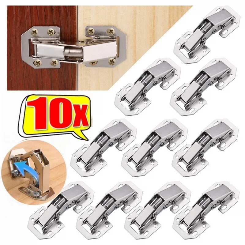 2/6/10PCS 90 Grad Stahl Schrank Scharniere Kein Bohren Puffer Scharnier Küche Schrank Schrank Scharniere DIY Möbel Hardware Werkzeuge