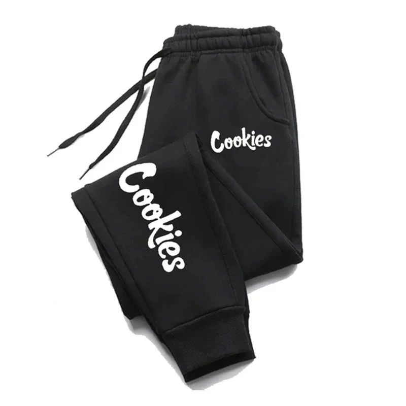 Otoño/Invierno nuevos pantalones deportivos con estampado de COOKIES para hombre, pantalones deportivos cálidos para exteriores, pantalones de chándal informales para correr y Fitness diario
